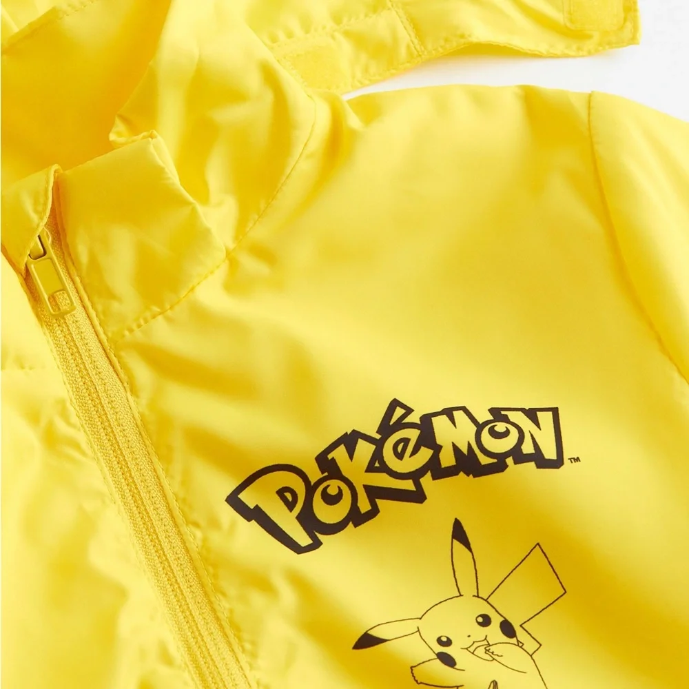 Pikachu Yellow Hooded Kids Jacket PRINT WINDBREAKER